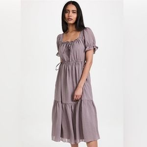 Madewell Square Neck Tiered Midi Dress in Fig